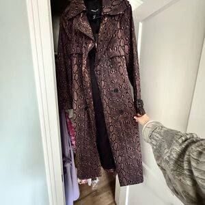 BCBGeneration Brown Snake Print Trench Coat